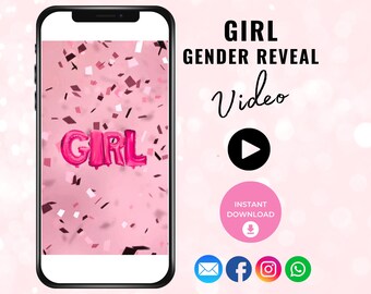 Girl Gender Reveal Video, Instant Download,  Digital Boy or Girl Gender Reveal Idea, Gender Reveal Announcement, Having a Girl, It's a Girl