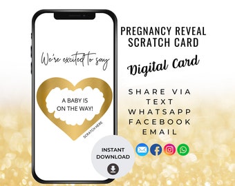 Pregnancy Announcement Scratch Card, Digital Baby Reveal Card, Surprise Baby Announcement Card, Digital Announcement, Social Media, Unique