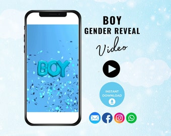 Boy Gender Reveal Video, sofortiger Download, digitale Jungen oder Mädchen Gender Reveal Idee, Gender Reveal Ankündigung, einen Jungen haben, es ist ein Junge