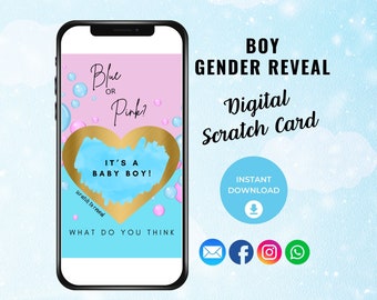 It's a Boy Gender Reveal Scratch Card, Digital Boy or Girl Scratch Card Game, Gender Reveal Idea, Digital Gender Announcement, Having a Boy