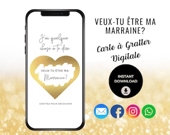 Veux-tu être ma Marraine? Carte à Gratter Digitale, Ecard, Téléchargement instantané , Cadeau Marraine, French Will You Be My Godmother