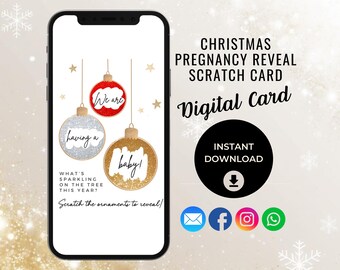 Christmas Pregnancy Announcement Digital Scratch Card, Baby Reveal Card, Surprise Xmas Digital Announcement, Instant Download Baby Ecard