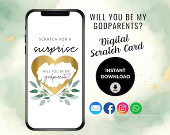 Will You Be My Godparents Digital Scratch Card, Digital Godparents Proposal Scratch Card, Will You Be My Godparents Ecard, Instant Download