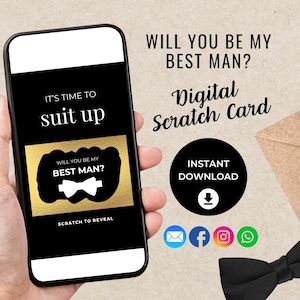 Best Man Proposal Digital Scratch Card, Will You Be My Best Man, Bset Man Proposal, Instant Download Digital Ecard, Text, Whatsapp