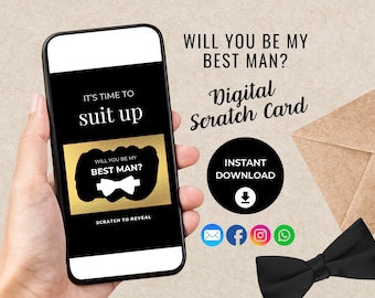 Best Man Proposal Digital Scratch Card, Will You Be My Best Man, Bset Man Proposal, Instant Download Digital Ecard, Text, Whatsapp