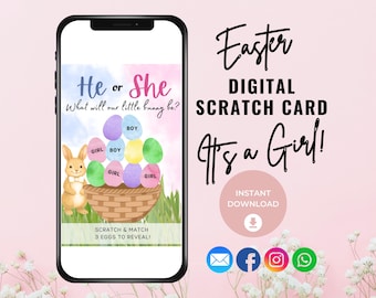 Easter Gender Reveal Scratch Card, Digital Girl Scratch Game, Gender Reveal Idea, Digital Gender Announcement, Its a Girl, Having a Girl