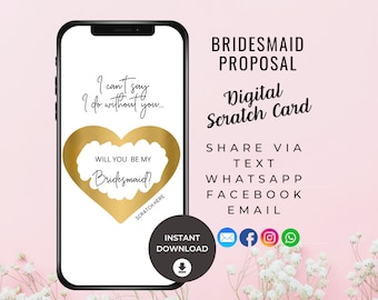 Bridesmaid Proposal Scratch Card, Digital Scratch Card, Be My Bridesmaid Poem, Surprise Announcement Digital Announcement, Asking Bridesmaid