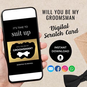Groomsman Proposal Digital Scratch Card, Will You Be My Groomsman , Groomsman Proposal, Instant Download Digital Ecard, Text, Whatsapp