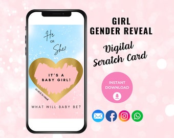It's a Girl Gender Reveal Scratch Card, Digital Girl Boy Scratch Card Game, Gender Reveal Idea, Digital Gender Announcement, Having a Girl
