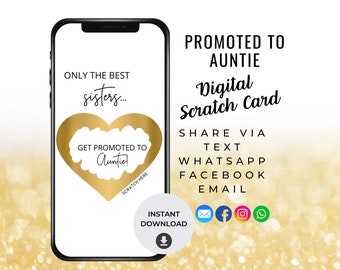 Auntie Pregnancy Announcement Scratch Card, Sister Promoted to Auntie Digital Baby Reveal Card, Surprise Baby Announcement Card,