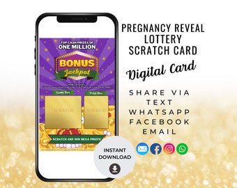 Pregnancy Announcement Lottery Scratch Off Card, Digital Baby Reveal Card, Surprise Baby Announcement Card, Digital Announcement, Instant