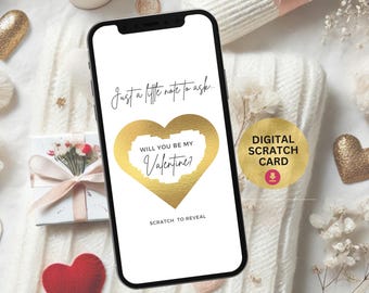 Valentine’s Day Digital Scratch Card, Will You Be My Valentine Card, Valentines Card for Her, Him, Wife, Husband, Instant Download Ecard