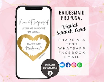 Bridesmaid Proposal Scratch Card, Digital Scratch Card, Be My Bridesmaid Poem, Surprise Announcement Digital Announcement, Asking Bridesmaid