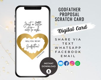 Will You Be My Godfather Digital Scratch Card, Digital Godfather Proposal Scratch Card, Will You Be My Godfather Ecard, Text, Social Media