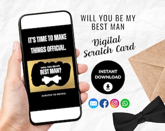 Will You Be My Best Man Digital Scratch Card, Best Man Proposal, Asking Best Man, Instant Download Digital Ecard, Text, Whatsapp,