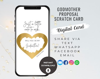 Will You Be My Godmother Digital Scratch Card, Digital Godmother Proposal Scratch Card, Will You Be My Godmother Ecard, Godmom Proposal