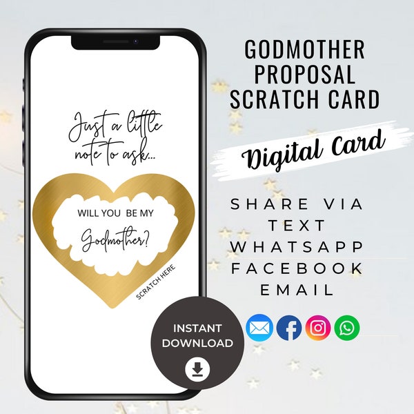 Will You Be My Godmother Digital Scratch Card, Digital Godmother Proposal Scratch Card, Will You Be My Godmother Ecard, Text, Mothers Day