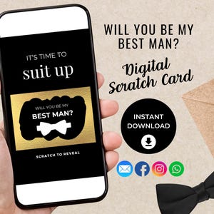 Carte à gratter numérique pour proposition du meilleur homme, Serez-vous mon meilleur homme, Proposition d'homme Bset, Ecard numérique à téléchargement immédiat, Texte, Whatsapp