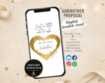 Will You Be My Godmother Digital Scratch Card, Digital Godmother Proposal Scratch Card, Will You Be My Godmother Ecard, Godmom Proposal
