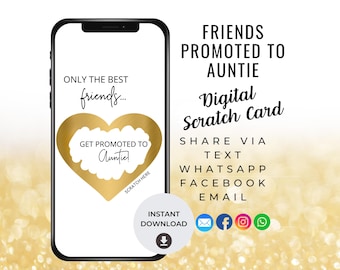 Friends Promoted to Auntie Pregnancy Announcement Digital Scratch Card, You're Going to be an Auntie, Digital Baby Announcement Card, Aunty