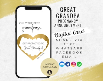 Great Grandpa Pregnancy Announcement Scratch Card, Digital Card, Promoted to Great Grandpa, Going to be Great Grandpa, Baby Announcement