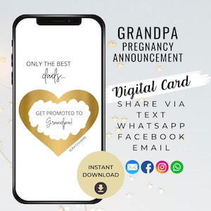 Faire-part de grossesse de grand-père carte à gratter numérique, va être grand-père, promu grand-père, va être arrière-grand-père, fête des pères