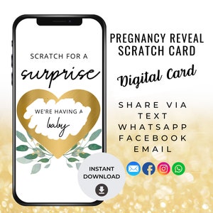 Carte à gratter pour faire-part de grossesse, carte numérique bébé, faire-part bébé surprise, faire-part numérique, réseaux sociaux, unique