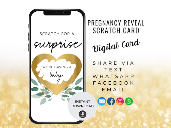 Pregnancy Announcement Scratch Card, Digital Baby Reveal Card, Surprise Baby Announcement Card, Digital Announcement, Social Media, Unique