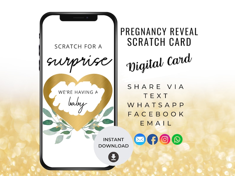 Pregnancy Announcement scratch card, digital pregnancy announcement card, pregnancy announcement idea, instant download,scratch card,fun baby reveal, family, friends, grandparents, baby surprise, we're expecting