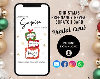 Weihnachten Schwangerschaft Ankündigung Digitale Rubbelkarte, Weihnachten Baby offenbaren Karte, Überraschung Weihnachten Digitale Ankündigung, Sofortiger Download Baby