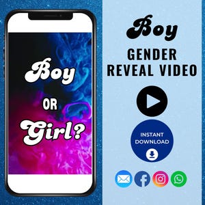 Video rivelazione del sesso del bambino, È un maschio, Download immediato, Video annuncio digitale del sesso del bambino, Annuncio del sesso del bambino, Maschio o femmina, Blu