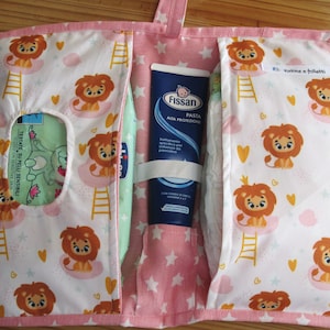 Customizable Cotton Purse Diaper Holder, Purse Wipes Holder, Travel Diaper and Wipes Holder