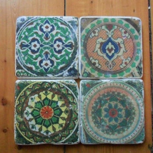 Tiles, tiles, natural stone tiles, 4 pieces Green, Morocco U1 image 1