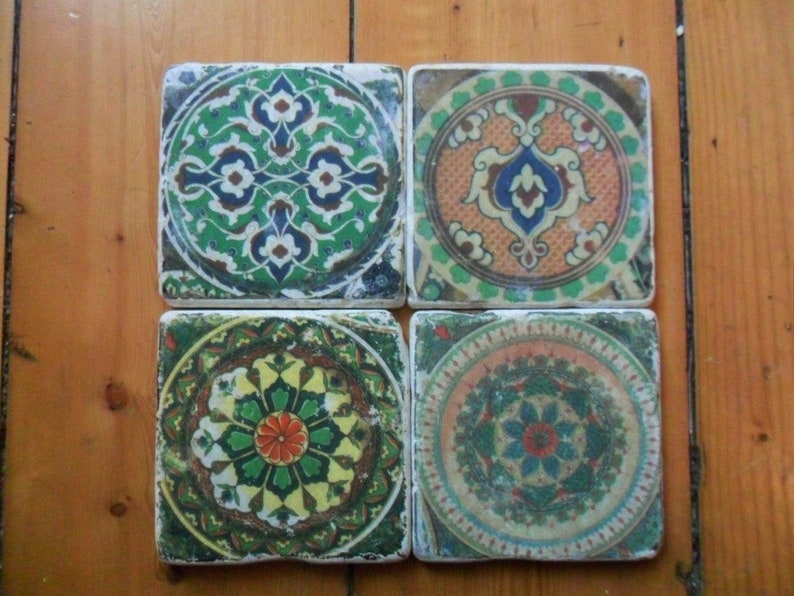 Tiles, tiles, natural stone tiles, 4 pieces Green, Morocco U1 image 1