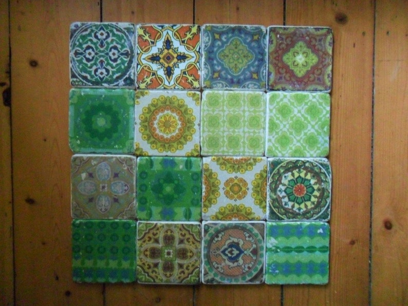 Tiles, tiles, natural stone tiles, 4 pieces Green, Morocco U1 image 3