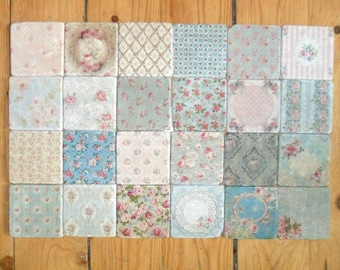 24 tiles, natural stone, shabby chic, rose, No. 1