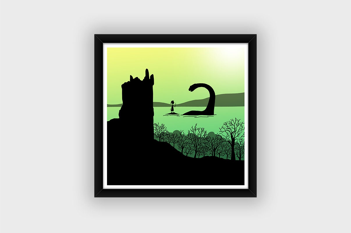 Original poster travel to Scotland Loch Ness shade green square