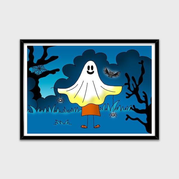 Illustration imprimée pour décoration Halloween fantome