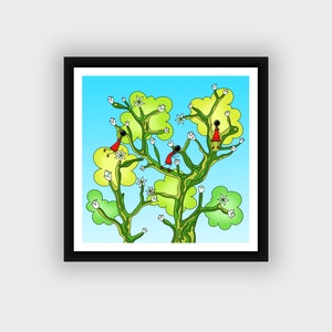 Cartel ilustrativo de primavera para decoración floral formato cuadrado.