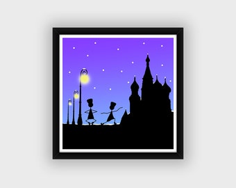 Moscow Russia poster for wall decoration square snow landscape