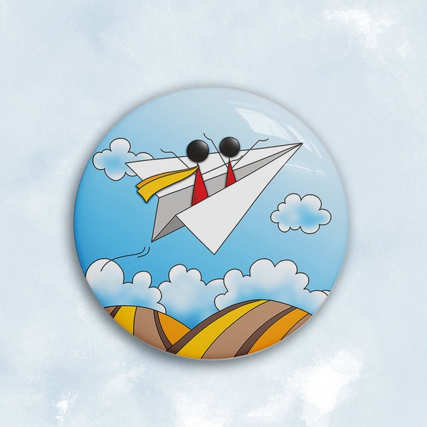 Badge Avion Origami Nuage Voyage Gugus en couleurs