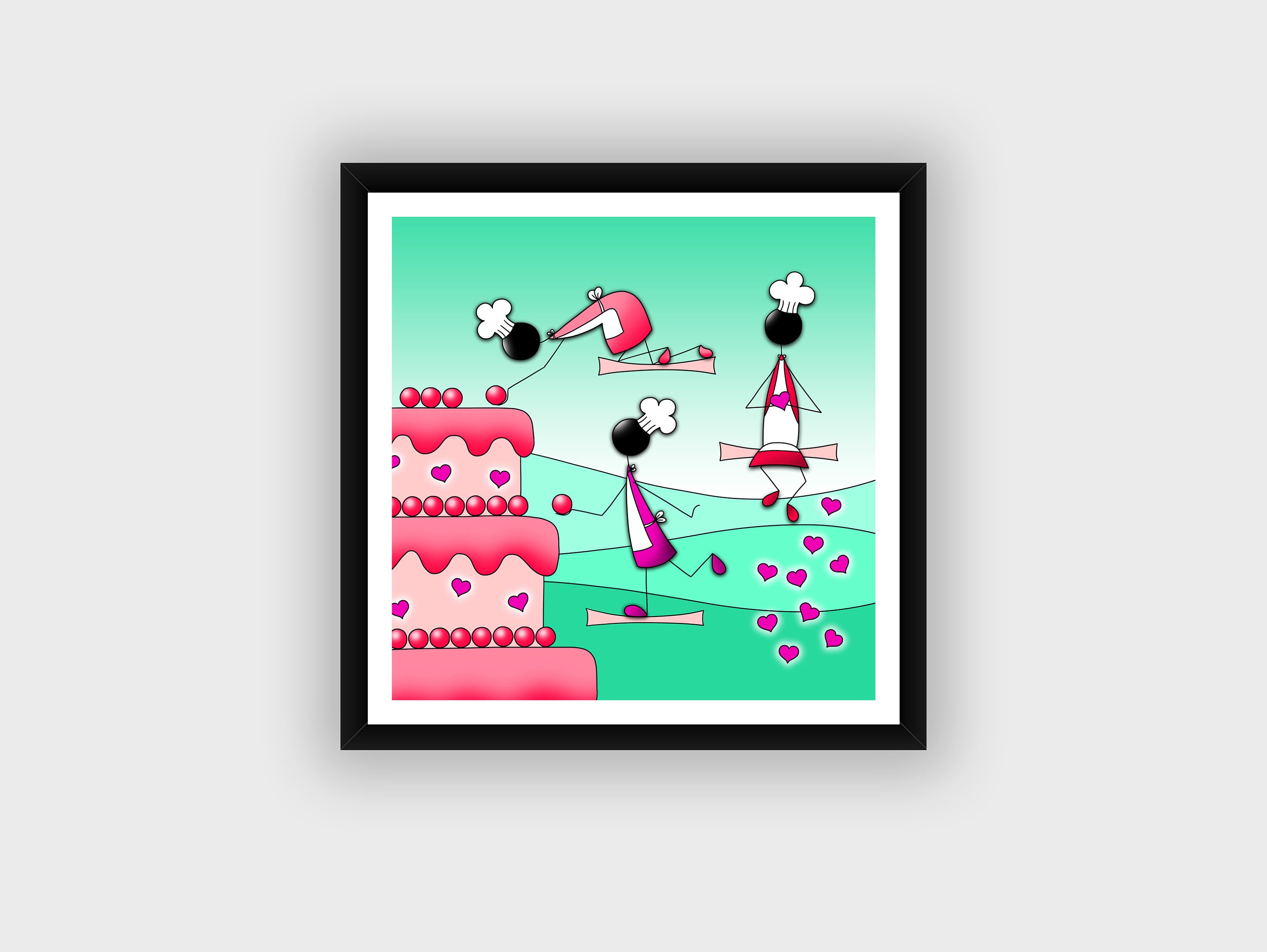 Table Illustrated Decoration Kitchen Room Room Gateau Etsy