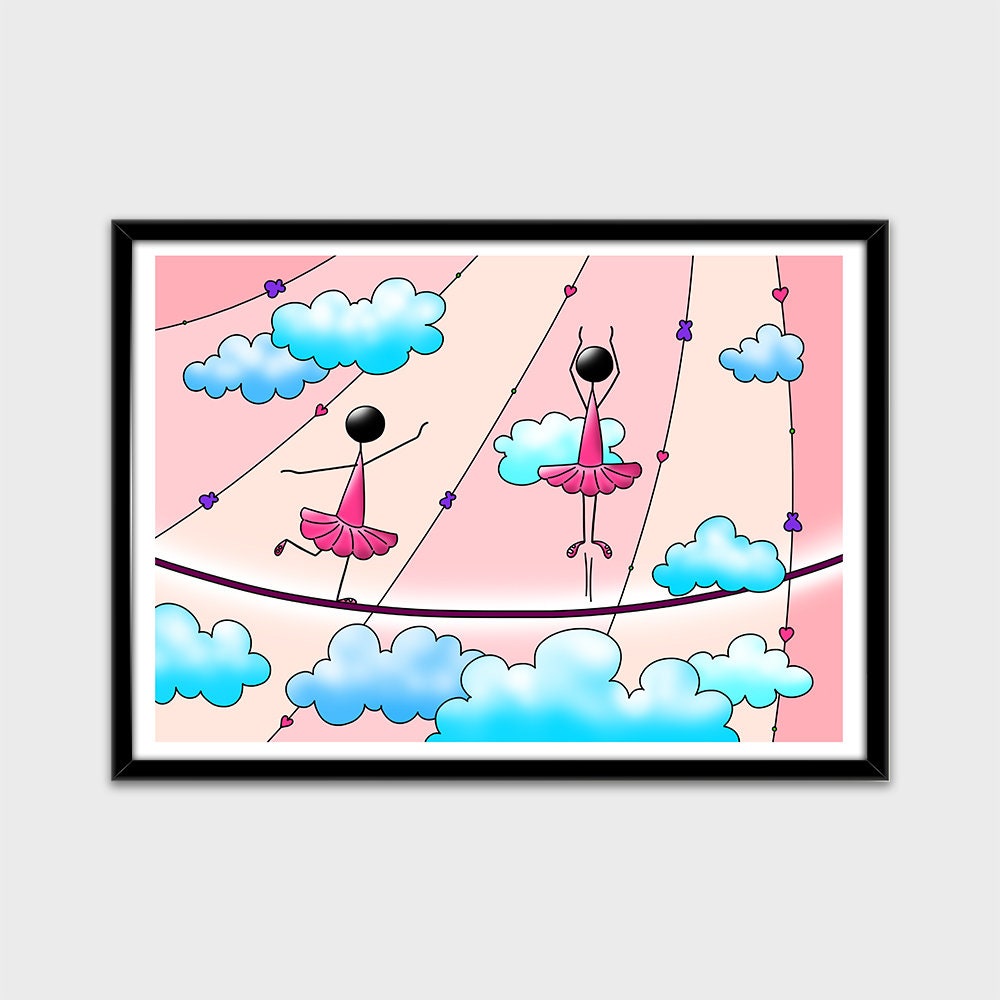 Poster Imprimé Danseuses en Tutu Décoration Murale Chambre de Fille A3 A4