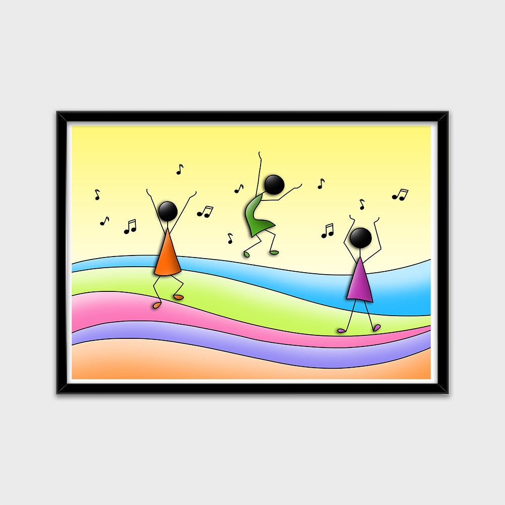 Illustration Dessinée Fête et Danse Décoration Colorée Enfants A3 A4