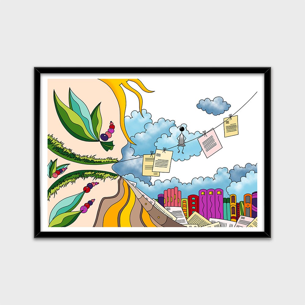 Affiche Numérique Paysage Nuage Décoration Intérieure A3 A4 Idée Cadeau