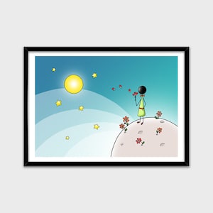Póster impreso El Principito para decoración de habitación infantil de colores formato A4 A3