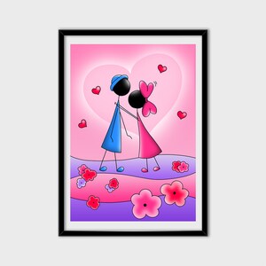 Decorative painting Love kiss kiss Valentine's Day gift A3 A4