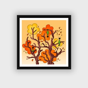 Cartel de decoración de temporada de otoño, salón, entrada, oficina, dormitorio infantil, formato cuadrado