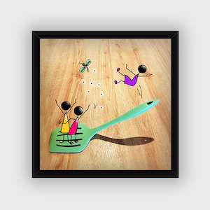 Poster originale Cucina Decorazione murale Spatola Utensile Divertente Libellula