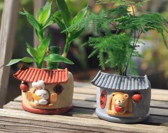 Pot succulent de cheval rétro en résine pour la décoration de la maison, jardinière succulente de lapin d'animal de dessin animé créatif, pot de plante, cadeau d'anniversaire de pot de fleur